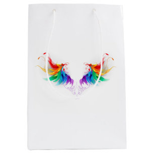 Sacola Para Presentes Média Asas Fluffy Rainbow