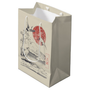 Sacola Para Presentes Média Ascensão - Design Tradicional de Rua Japonês
