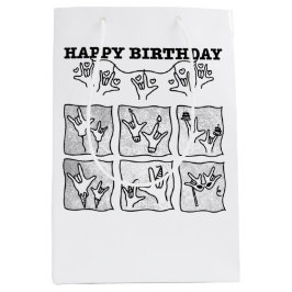 Sacola Para Presentes Média ASL ILY Obsession - Happy Birthday!