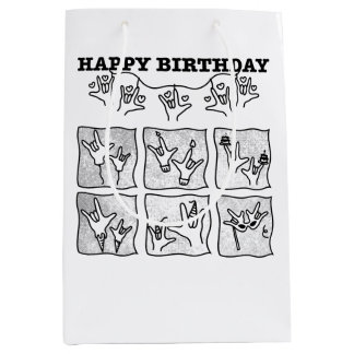 Sacola Para Presentes Média ASL ILY Obsession - Happy Birthday! 
