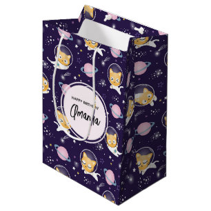 Sacola Para Presentes Média Astronautas de Gato Gato-Gato-Gato-Gato-Gato-Gato-