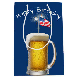 Sacola Para Presentes Média Aurora Patriótica de Aniversário com Espargueiros