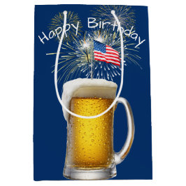 Sacola Para Presentes Média Aurora Patriótica de Aniversário com Espargueiros