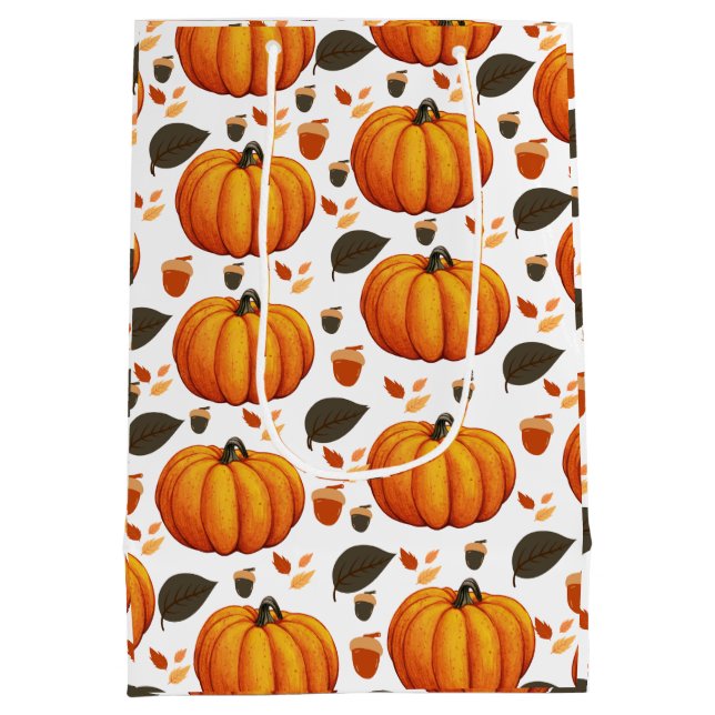 Sacola Para Presentes Média Autumn Pumpkins (Verso)