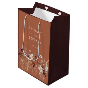 Sacola Para Presentes Média Autumn Wildflower Meadow Wedding