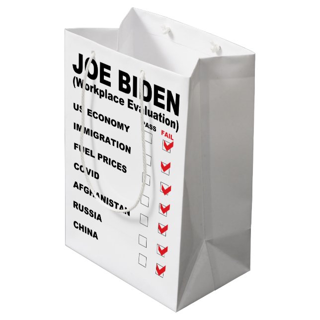 Sacola Para Presentes Média Avaliação de Emprego Joe Biden (Verso inclinado)