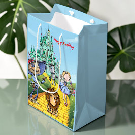 Sacola Para Presentes Média Aventura de Aniversário Estrada de Tijolo Amarelo
