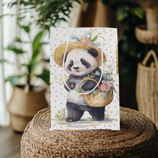 Sacola Para Presentes Média Aventura Floral de Panda
