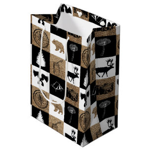 Sacola Para Presentes Média Aventura Rustic Lumberjack Camping