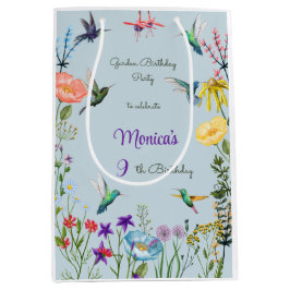 Sacola Para Presentes Média Aves de capoeira e festa de aniversário de jardim 