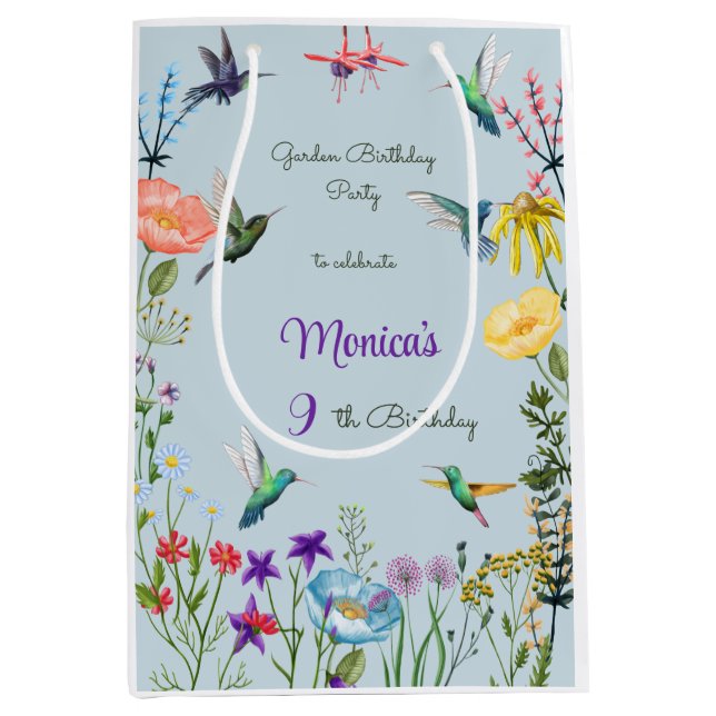 Sacola Para Presentes Média Aves de capoeira e festa de aniversário de jardim  (Frente)