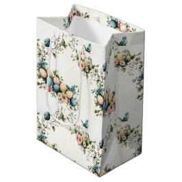 Sacola Para Presentes Média Aves de Páscoa Aquáticas e Primavera Floral