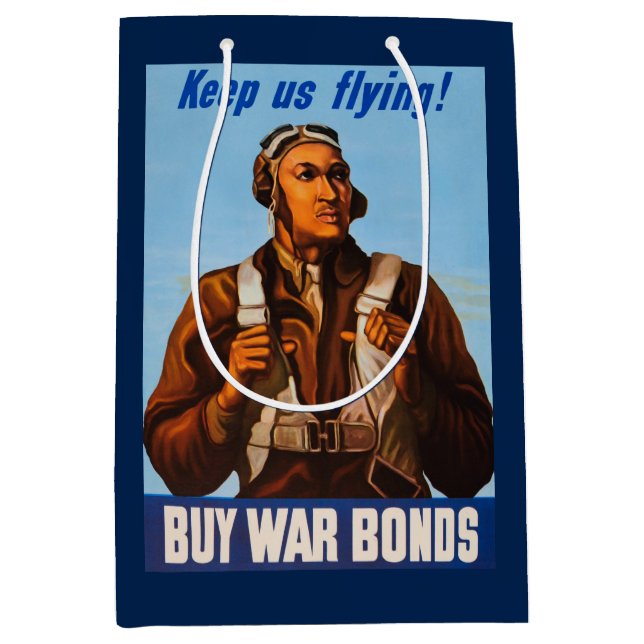 Sacola Para Presentes Média Aviadores Afro-Americanos Combatem Pilotos do WW2 (Frente)