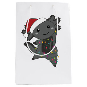 Sacola Para Presentes Média Axolotl Felry Natal Animais de inverno Axolots