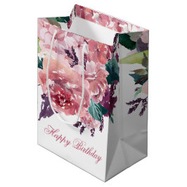 Sacola Para Presentes Média Azeitona Floral bonito, Rosa, Cor-de-Água,