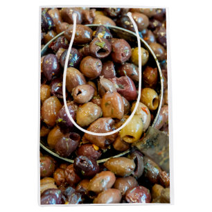 Sacola Para Presentes Média Azeitonas de leccino preto salgadas e salgadas
