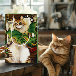 Sacola Para Presentes Média Azlan, o Gato e Fern, o Dragão