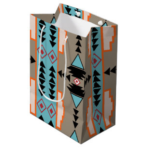 Sacola Para Presentes Média Aztec Tribal Geométrico