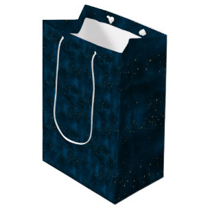 Sacola Para Presentes Média Azul Celestial e Noite Estrelada Branca