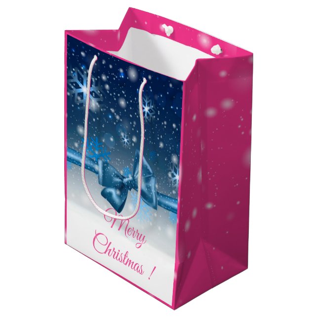 Sacola Para Presentes Média Azul de inverno (Frente inclinada)