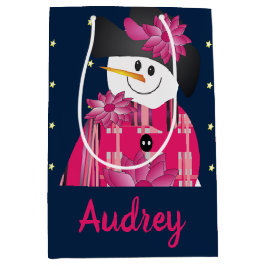 Sacola Para Presentes Média Azul Escuro E Rosa