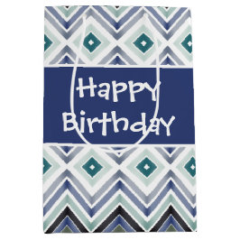 Sacola Para Presentes Média Azul Escuro Padrão