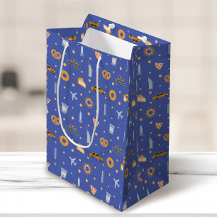 Sacola Para Presentes Média Azul padrão Nova Iorque moderno