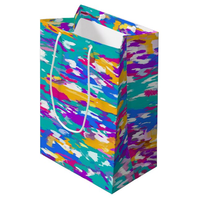 Sacola Para Presentes Média Azul, rosa e amarelo (Frente inclinada)