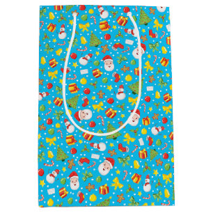 Sacola Para Presentes Média Azul tropical de Natal