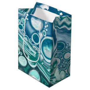 Sacola Para Presentes Média Azul Turquesa Ondas Oceânicas