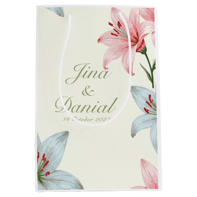 Sacola Para Presentes Média Azure Bloom (Frente)