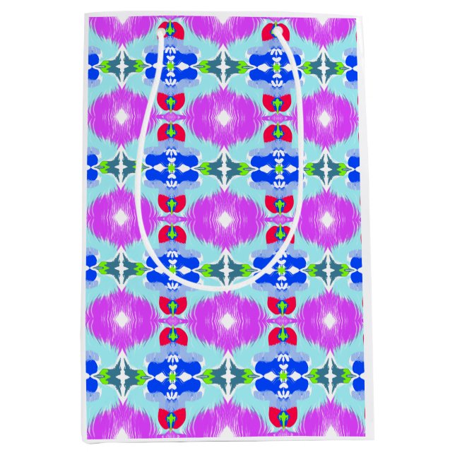 Sacola Para Presentes Média Azure Bloom Kaleidoscope (Frente)