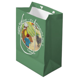 Sacola Para Presentes Média Baa, Baa, Coleção de Festas de aniversário de Ovin