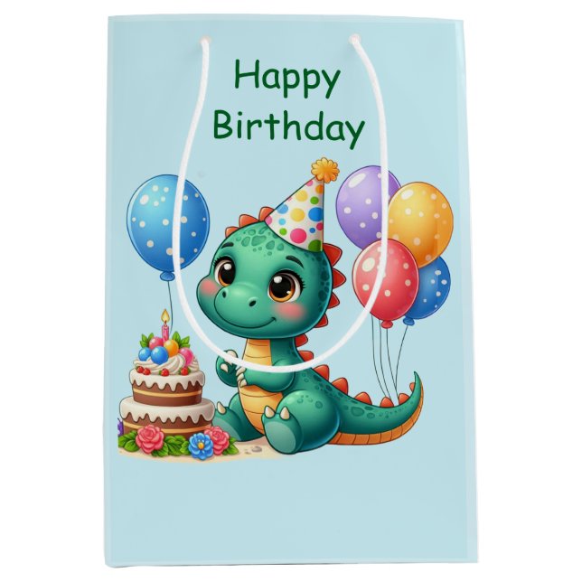 Sacola Para Presentes Média Baby Dino Gift Bag  (Frente)