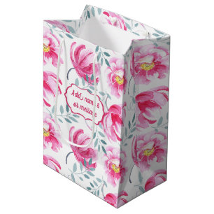 Sacola Para Presentes Média Baby Pink English Rosas