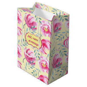 Sacola Para Presentes Média Baby Pink English Rosas Medium Gift Bag