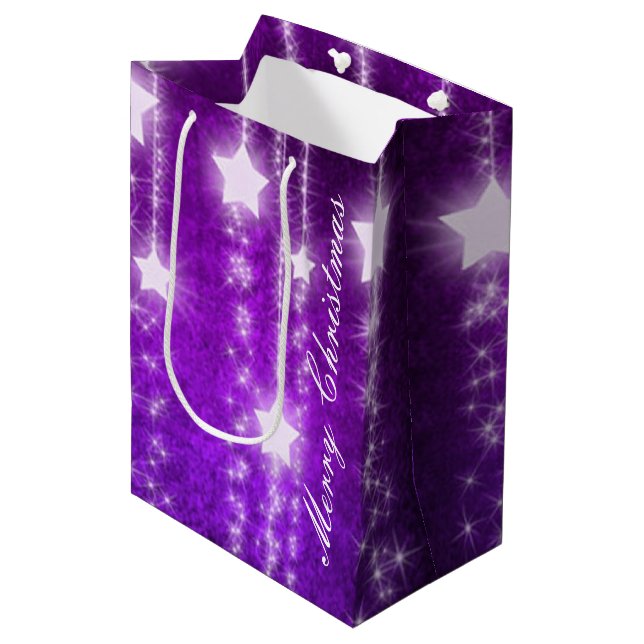 Sacola Para Presentes Média Bag de presente de férias de estrelas de queda rox (Frente inclinada)
