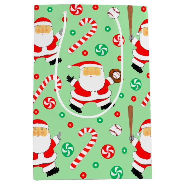 Sacola Para Presentes Média Bag de Presente Médio de Natal de Baseball (Frente)