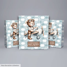 Sacola Para Presentes Média Bag do Piloto do Urso de Estanque com Aquarelas