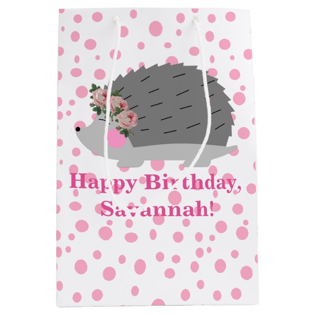 Sacola Para Presentes Média Bag Hedgehog Birthday (Frente)