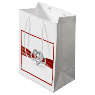 Sacola Para Presentes Média Bag Red Ribbon Infinity Heart