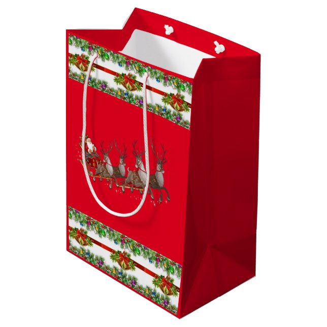Sacola Para Presentes Média Bagagens de presentes de Natal (Verso inclinado)