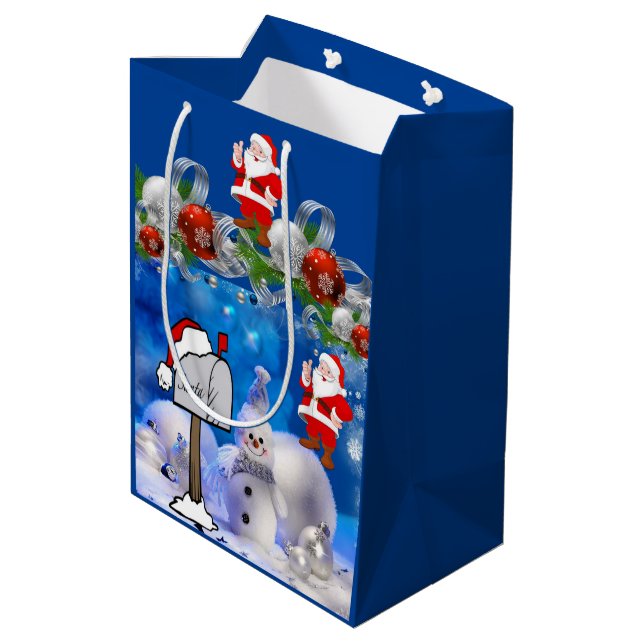 Sacola Para Presentes Média Bagagens de presentes de Natal (Verso inclinado)