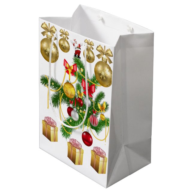 Sacola Para Presentes Média Bagagens de presentes de Natal (Verso inclinado)