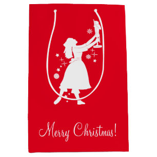 Sacola Para Presentes Média Bailarina e Nutcracker no Natal