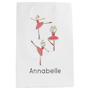 Sacola Para Presentes Média Bailarina Personalizada Dançarina de Ballet