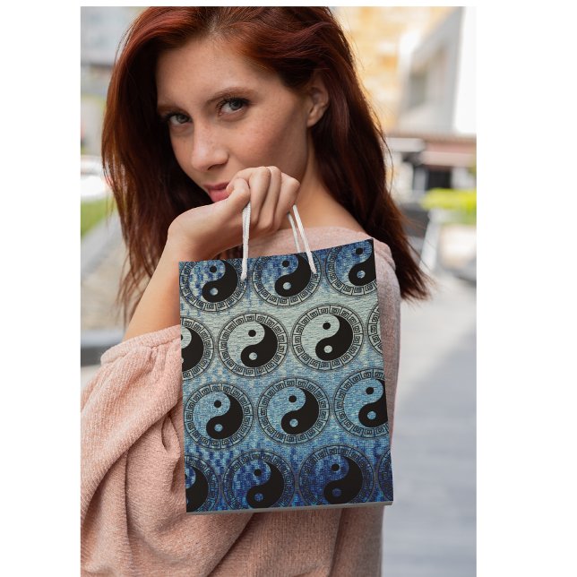 Sacola Para Presentes Média Balança: Ba Gua, oito trigramas yin yang TCM (Criador carregado)