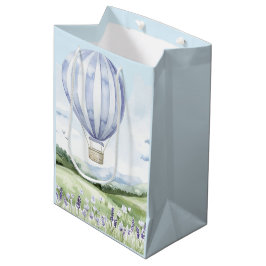 Sacola Para Presentes Média Balão de Ar Quente de Lavanda Floral Chuveiro de N