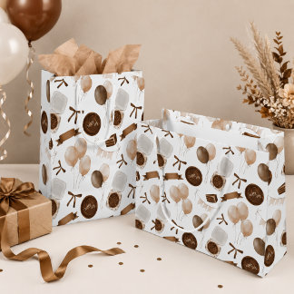Sacola Para Presentes Média Balão Marrom Terroso e Bento Cake Aniversário