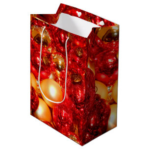 Sacola Para Presentes Média Balas de Decoração de Vidro Vermelho Natal